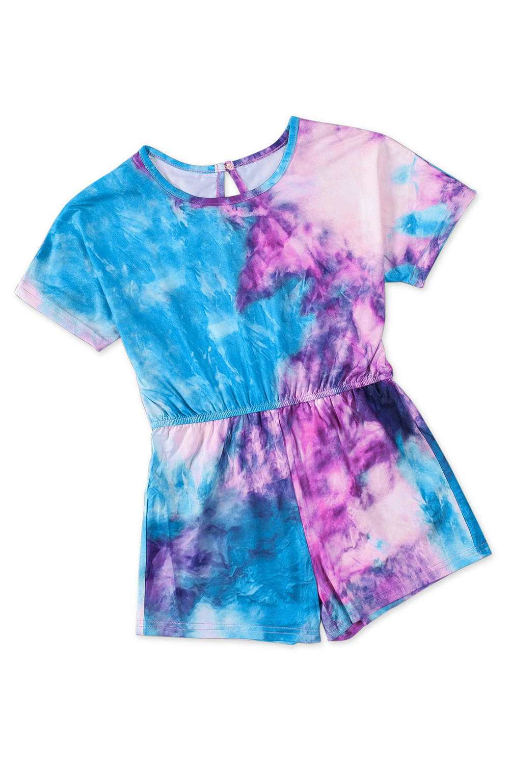 US 4.6 Purple Tiedye Short Sleeve Little Girl Romper