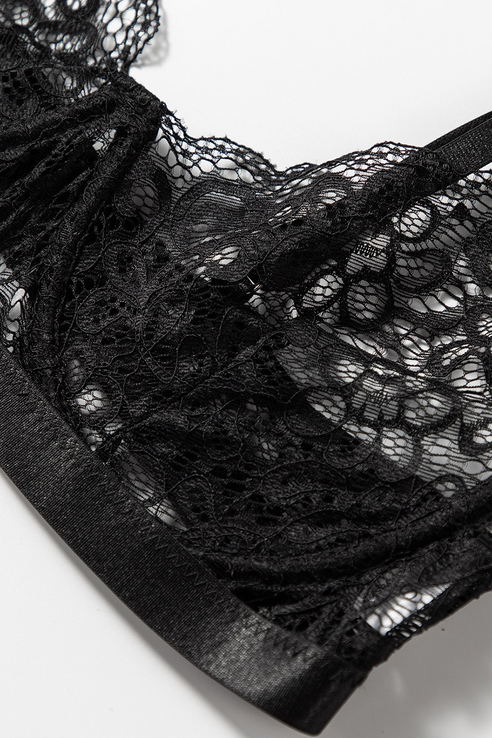 US 3 5 Black Romantic Night Lace Bralette Lingerie Set