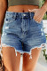 Sky Blue Distressed Raw Edge Jean Shorts