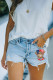 Sky Blue JUNIA HIGH RISE DISTRESSED DENIM SHORTS