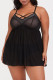 Black Metallic Trim Plus Size Mesh Babydoll