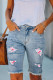 Sky Blue ALICE DISTRESSED DENIM BERMUDA SHORTS - FINAL SALE