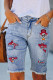 Sky Blue ALICE DISTRESSED DENIM BERMUDA SHORTS - FINAL SALE