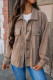 Dark Khaki Textured Chest Pocket Button-up Shacket