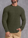 Moss Green Men Mock Ribbed Knit Tee