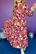 Purple Petal/Floral Collared Tiered Flowy Long Dress