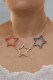 Fiery Red July 4th Rhinestone Star Necklace