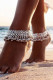 Silvery Tiered Geometric Ornament Bell Fringed Anklet