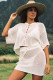White Pointelle Knit Buttoned Half Sleeve Top Cover Up Shorts Set