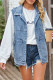 Dusk Blue Loose denim waistcoat shoulder casual vest