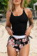 Black Drawstring Tummy Control Mix-and-match 2pcs Tankini Swimsuit