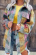 Multicolour Checkered Print Flap Pockets Turn Down Collar Jacket